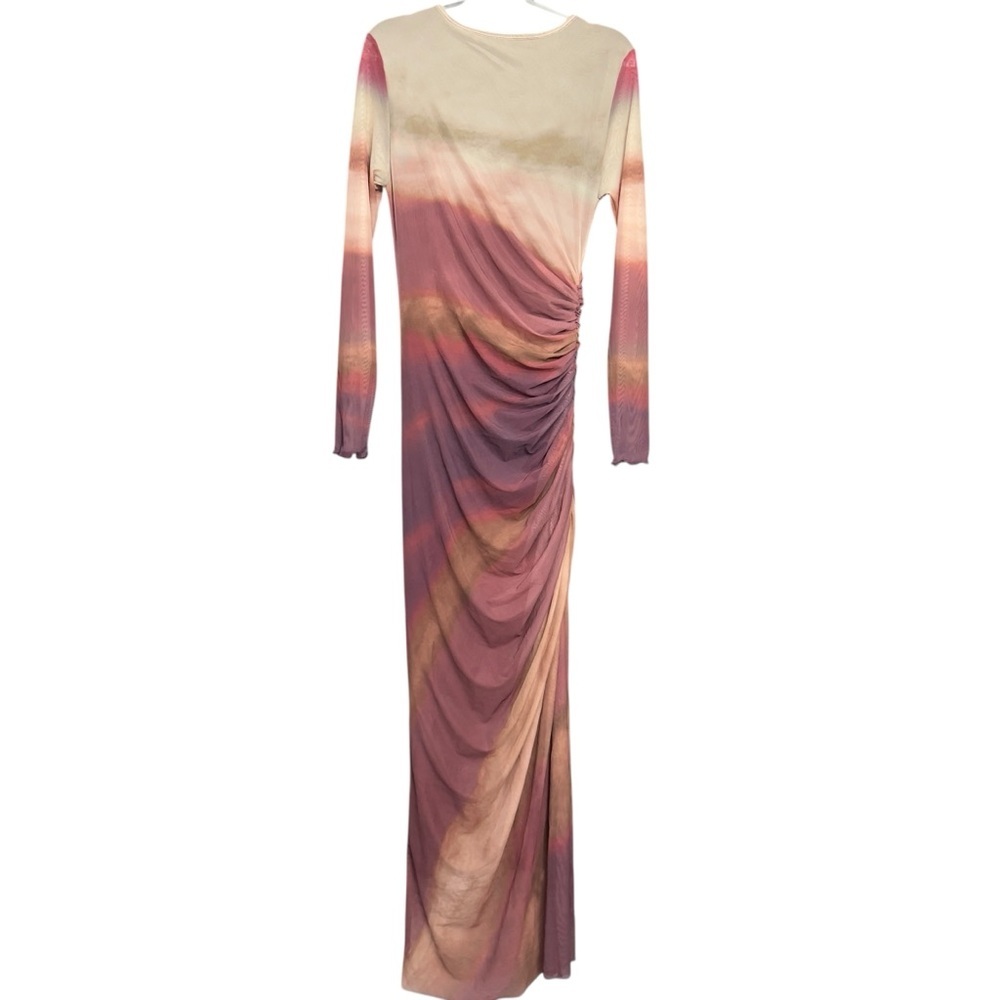 Shein Ruched Tie Dye Long Sleeve Bodycon Maxi Dress Women’s M - Picture 2 of 6